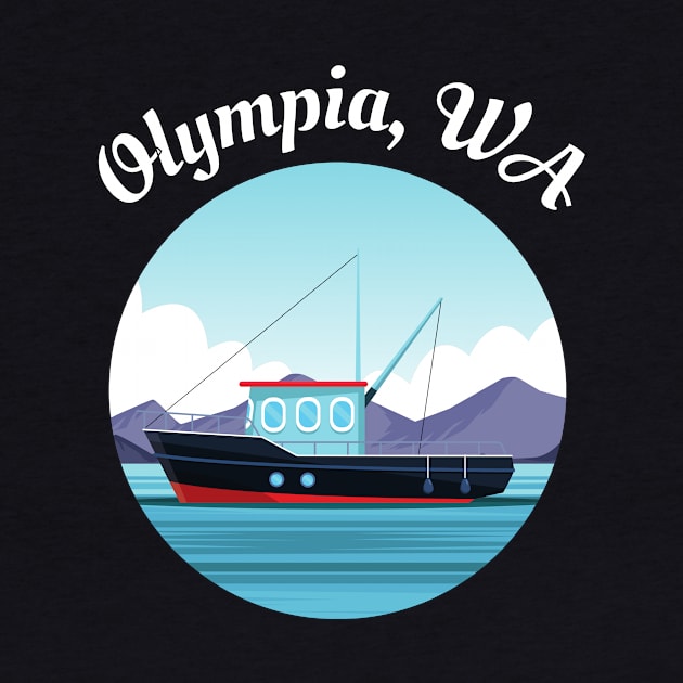 Olympia Fishing Lover Washington Cartoon Fishing Boat Fisherman Art by twizzler3b